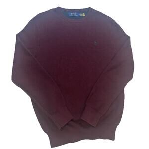 Polo Ralph Lauren Waffle Knit Thermal Sweater Mens M Burgundy Pony Logo Cotton